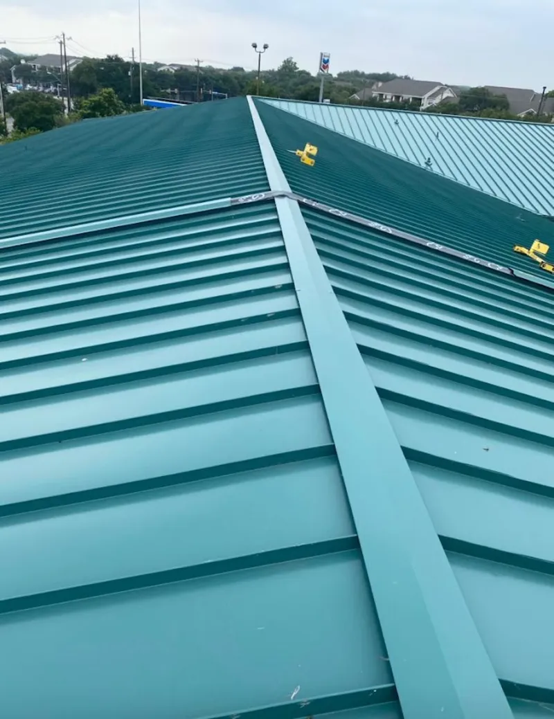 Green commercial metal roof ridge and valley for Metal Roof Repair in Childress
